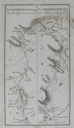 Image du vendeur pour Road from Cork to Bantry & Skebreen [and on verso] From Clonekilty Dunmanway [and] From Skebreen to Bantry. mis en vente par Robert Frew Ltd. ABA ILAB