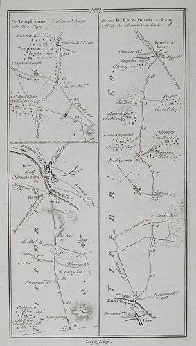 Image du vendeur pour From Clonmell to Thurles Nenagh & Birr [and on verso] To Templemore Continued from the Last Page [and] From Birr to Burris-a-kane. mis en vente par Robert Frew Ltd. ABA ILAB