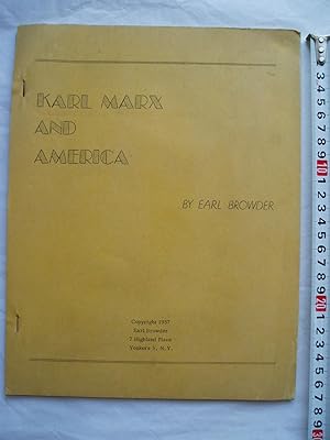 Seller image for Karl Marx and America [lectures] for sale by Expatriate Bookshop of Denmark