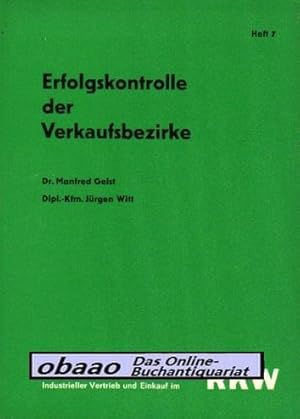 Bild des Verkufers fr Erfolgskontrolle der Verkaufsbezirke zum Verkauf von obaao - Online-Buchantiquariat Ohlemann