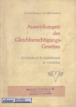 Imagen del vendedor de Auswirkungen des Gleichberechtigungs-Gesetzes a la venta por obaao - Online-Buchantiquariat Ohlemann