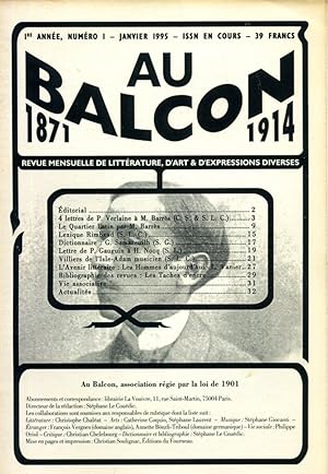 Image du vendeur pour Au Balcon.1871-1914. Revue mensuelle de littrature, d Art & d Expressions diverses. Complet en 7 livraisons. mis en vente par librairie du bois