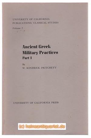 Image du vendeur pour Ancient Greek Military Practices. Part I. mis en vente par Heinrich Heine Antiquariat oHG