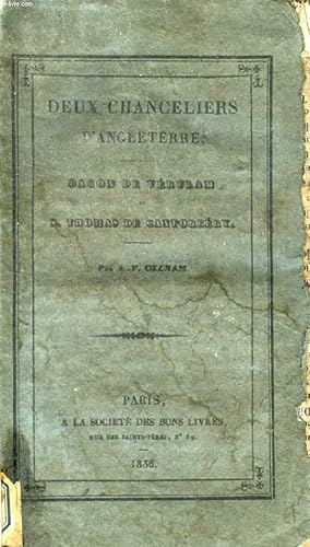 Bild des Verkufers fr DEUX CHANCELIERS D'ANGLETERRE, BACON DE VERULAM ET S. THOMAS DE CANTORBERY zum Verkauf von Le-Livre