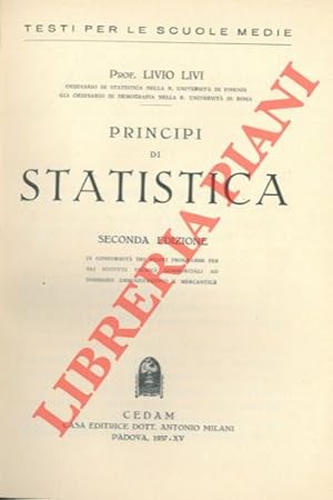 Immagine del venditore per Principi di statistica. venduto da Libreria Piani