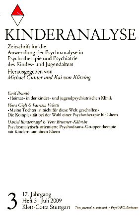 Bild des Verkufers fr Kinderanalyse. Heft 3. 17. Jg. Juli 2009. Zeitschrift fr die Anwendung der Psychoanalyse in Psychotherapie und Psychiatrie des Kinder- und Jugendalters. zum Verkauf von Fundus-Online GbR Borkert Schwarz Zerfa