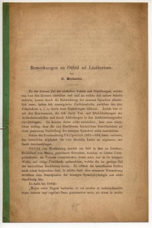 Bemerkungen zu Otfrid ad Liutbertum. Sonderdruck aus: Herrig, Ludwig (Hrsg.): Archiv für das Stud...