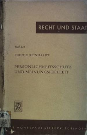 Seller image for Persnlichkeitsschutz und Meinungsfreiheit Recht und Staat; 233 for sale by books4less (Versandantiquariat Petra Gros GmbH & Co. KG)