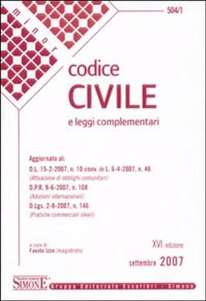 Seller image for Codice civile e leggi complementari for sale by Libro Co. Italia Srl