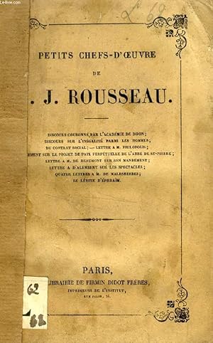 Bild des Verkufers fr PETITS CHEFS-D'OEUVRE DE J.-J. ROUSSEAU zum Verkauf von Le-Livre