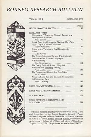 Seller image for Borneo Research Bulletin. Vol. 22, No. 2. for sale by Asia Bookroom ANZAAB/ILAB