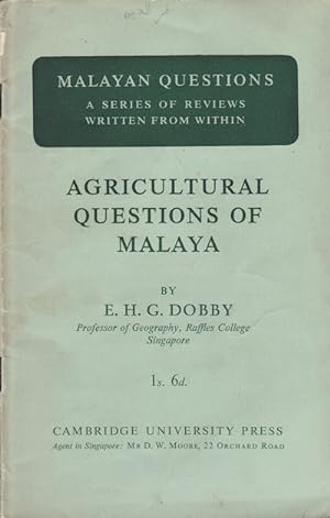 Bild des Verkufers fr Agricultural Questions of Malaya. zum Verkauf von Asia Bookroom ANZAAB/ILAB