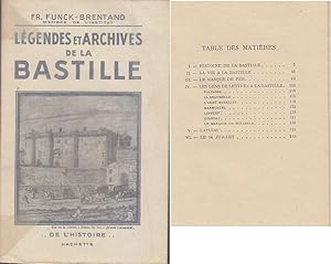 Seller image for Legendes et Archives de LA BASTILLE Epuise PARIS for sale by CARIOU1