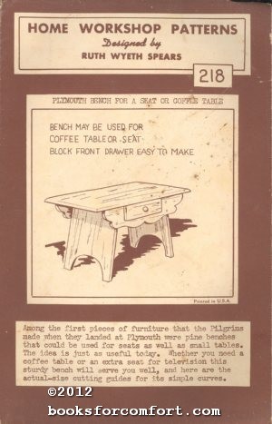Image du vendeur pour Plymouth Bench for a Seat or Coffee Table 218 mis en vente par booksforcomfort