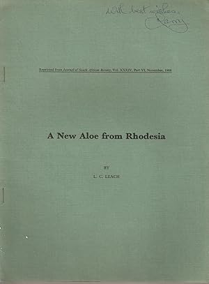 Image du vendeur pour A New Aloe from Rhodesia mis en vente par Snookerybooks