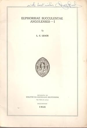 Image du vendeur pour Euphorbiae Succulentae Angolenses - I mis en vente par Snookerybooks