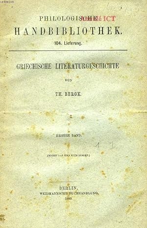 Bild des Verkufers fr GRIECHISCHE LITERATURGESCHICHTE, ERSTER BAND (BOGEN 1-64) (7 VOL.) zum Verkauf von Le-Livre