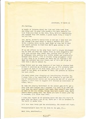 Typed Letter SIGNED, folio, Aleutians, March 18, 1945
