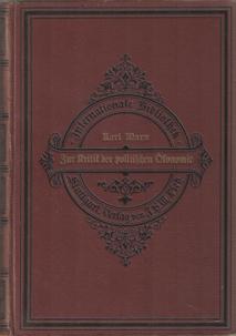 Zur Kritik der Politischen Ökonomie. Herausgegeben von K. Kautsky