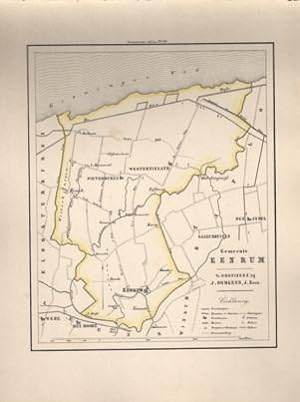 Imagen del vendedor de Kaart van Eenrum uit de Gemeente-atlas van Groningen. De gemeentegrens is handgekleurd a la venta por Bij tij en ontij ...