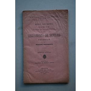 Imagen del vendedor de Real Decreto de 3 de marzo de 1917 aprobando con carcter definitivo el Reglamento de Sanidad exterior a la venta por LIBRERA SOLAR DEL BRUTO