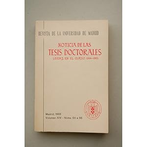 NOTICIAS de las tesis doctorales leidas en el curso 1964-1965