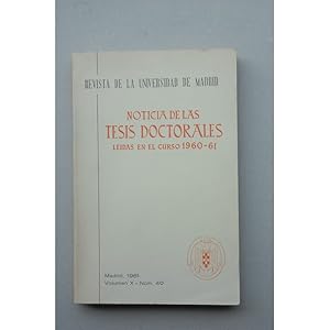 NOTICIAS de las tesis doctorales leidas en el curso 1960-1961