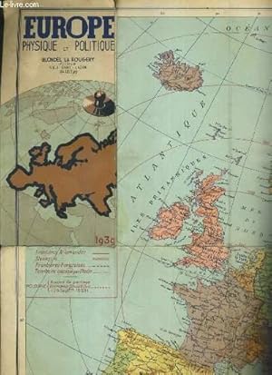 Bild des Verkufers fr 1 CARTE DEPLIANTE EN COULEUR - EUROPE PHYSIQUE ET POLITIQUE - de dimension: 55.5 x 40 cm environs - ECHELLE 1 : 12.000.000. zum Verkauf von Le-Livre