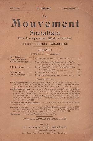 Le Mouvement Socialiste n°259-260. Janvier-février 1914