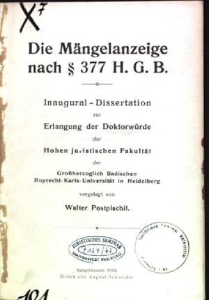 Die Mängelanzeige nach § 377 HGB