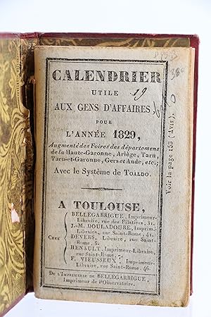 Calendrier utile aux gens d'affaires pour l'année 1829 [Almanach]