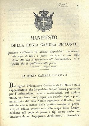 Imagen del vendedor de della regia camera dei conti relativo agli atti notarili. a la venta por Libreria Piani