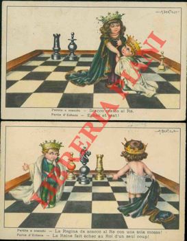 Due cartoline postali a soggetto scacchistico.