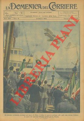 Pola: i reduci di guerra gettano alle onde una corona in onore dei marinai d'Italia caduti.