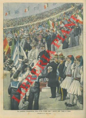 Il Re d'Italia allo stadio di Atene dopo i giochi.