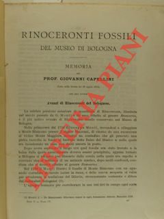 Bild des Verkufers fr Rinoceronti fossili del Museo di Bologna. Memoria. zum Verkauf von Libreria Piani