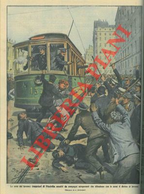 Ferrovieri sul tram si difendono con le armi da scioperanti.