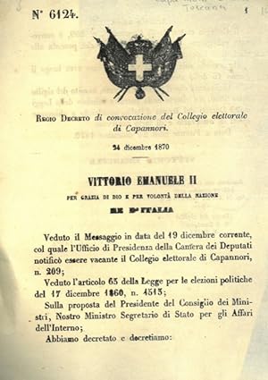Bild des Verkufers fr di convocazione del Collegio elettorale di Capannori. zum Verkauf von Libreria Piani