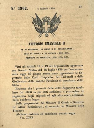 Immagine del venditore per con cui si stabilisce la forma di pagamento degli stipendi delle Segreterie delle Corti d'Appello. venduto da Libreria Piani