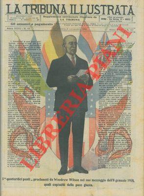 Ritratto a tutta pagina del Presidente americano Woodrow Wilson.