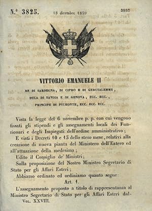 che integra la legge 6 novembre p.p. relativa agli stipendi dei Funzionari e Impiegati dell'ordin...