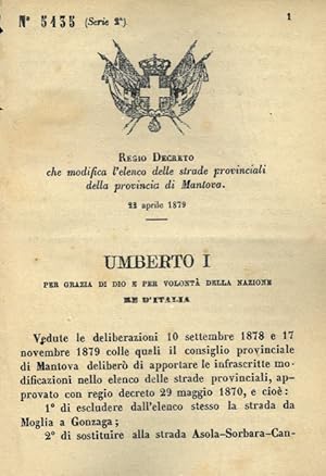 che modifica l'elenco delle strade provinciali della provincia di Mantova.