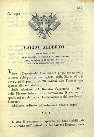 con cui si stabilisce che l'atto di consenso ad ipoteca sui beni stabili sarò stipulato a Genova.