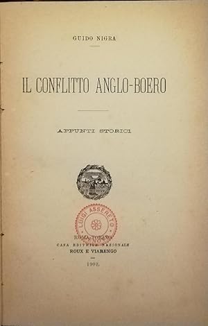 Seller image for Il conflitto anglo-boero: appunti storici for sale by AU SOLEIL D'OR Studio Bibliografico
