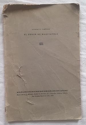 Bild des Verkufers fr EL ERROR DE MAQUIAVELO zum Verkauf von Librera Sagasta