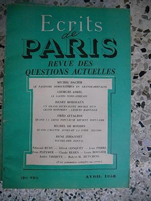 Imagen del vendedor de Ecrits de Paris - Revue des questions actuelles - N. 159 - avril 1958 a la venta por Frederic Delbos