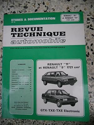 Seller image for Etudes & documentation de la Revue Technique Automobile - Renault "11" et Renault "9" 1721 cm3 - GTX, TXE, TXE electronic for sale by Frederic Delbos