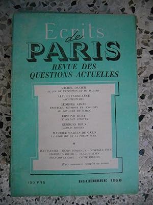 Seller image for Ecrits de Paris - Revue des questions actuelles - N. 166 - decembre 1958 for sale by Frederic Delbos