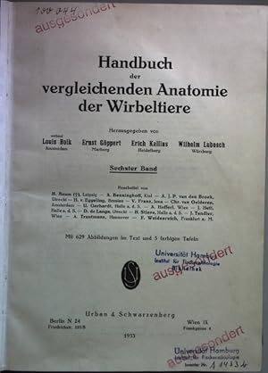 Bild des Verkufers fr Handbuch der vergleichenden Anatomie der Wirbeltiere: SECHSTER BAND: Urogenitalsystem: zweiter Teil: Geschlechtsorgane - Gefsystem. zum Verkauf von books4less (Versandantiquariat Petra Gros GmbH & Co. KG)