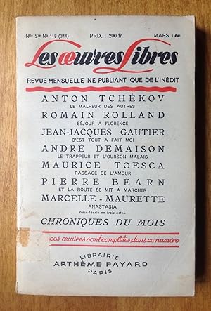 Imagen del vendedor de Les oeuvres libres. Revue mensuelle ne publiant que de l'indit. N 118 a la venta por Les bouquins d'Alain